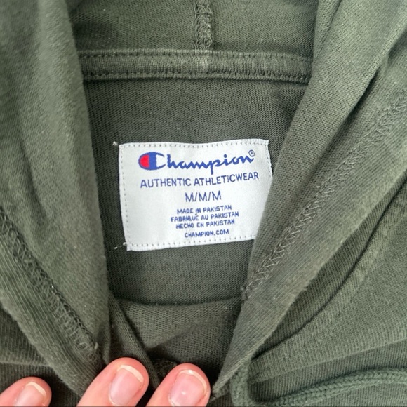 Men’s Lightweight Dark Green Champion Hoodie - Picture 5 of 6